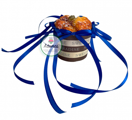 Produse din plastic/lemn/material textil - Topper de tort  personalizat cu element special din panglica de satin albastru regal cu fundite ornament de tort