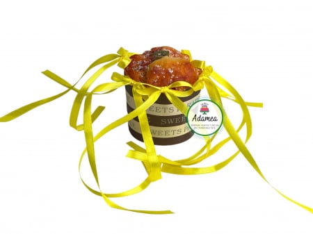 Produse din plastic/lemn/material textil - Topper de tort  personalizat cu element special din panglica de satin galben neon electrict cu 6 fundite
