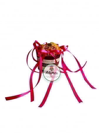 Tematici - Topper de tort  personalizat cu element special din panglica de satin roz fucsia cu fundite de tort decorative