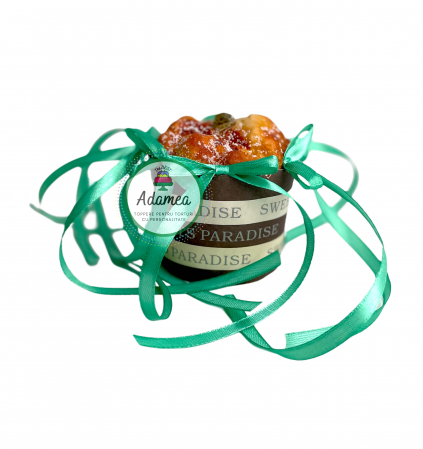 Produse din plastic/lemn/material textil - Topper de tort  personalizat cu element special din panglica de satin verde menta cu fundite ornament de tort