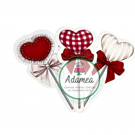 Set toppere de tort cu ornament din carton cu inimioare [1]