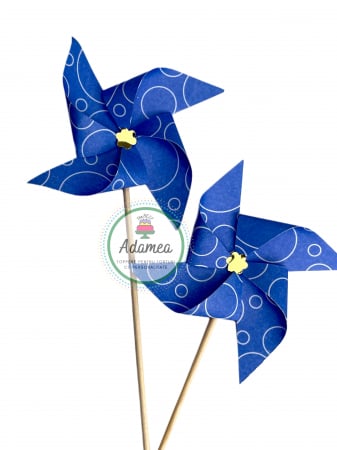 Moristi - Topper de tort cu element special din carton sub forma de moristi albastre cu model alb