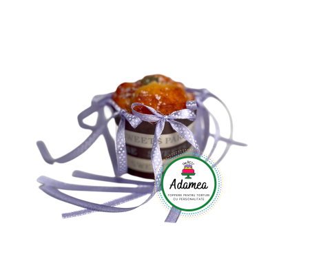 Fundite din panglica - Topper de tort personalizat cu fundite din satin mov deschis cu buline albe