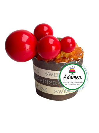 Bile/sfere/baloane - Topper de tort  personalizat cu element special din acril sub forma de bile sau sfere pentru torturile cu baloane rosu aprins