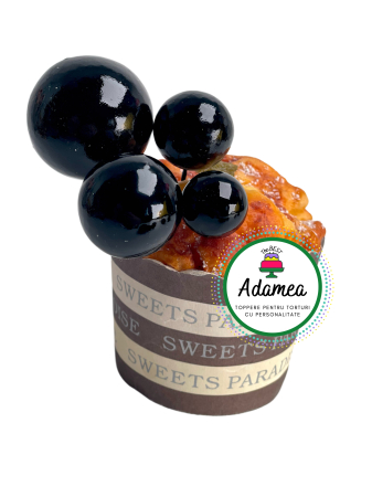 Produse din plastic/lemn/material textil - Topper de tort  personalizat cu element special din acril sub forma de bile sau sfere pentru torturile cu baloane negre