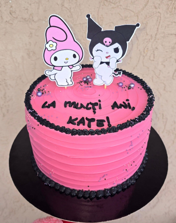 Set 2 Toppere de Tort Kuromi și My Melody – Decor Tematic personalizat pentru Petreceri Copii și Fani Anime