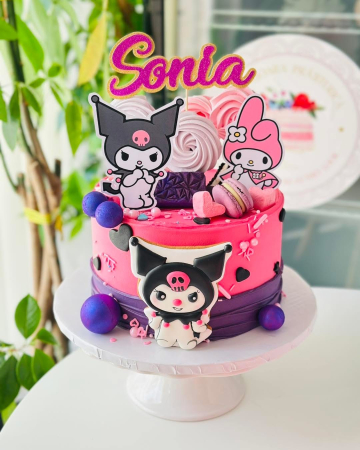 Set 2 Toppere de Tort Kuromi și My Melody – Decor Tematic personalizat pentru Petreceri Copii și Fani Anime [3]