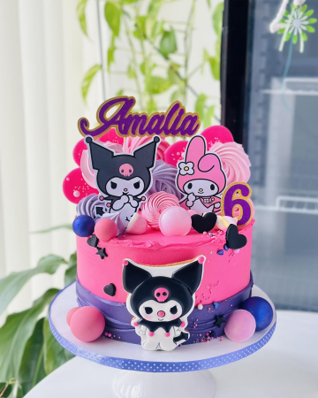 Set 2 Toppere de Tort Kuromi și My Melody – Decor Tematic personalizat pentru Petreceri Copii și Fani Anime [1]