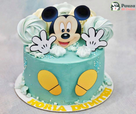 Topper de tort  personalizat cu element special din carton sub forma de Mikey cu cap manute si picioruse [1]