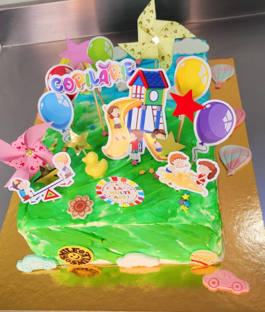 Topper tort cu morisca simpatica roz cu inimioare [4]