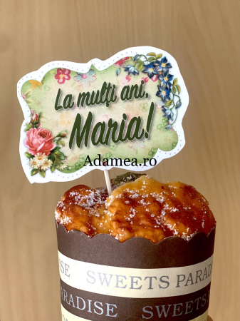 Personalizate - Stegulet verde cu flori tort Maria