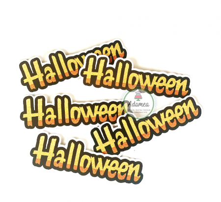 Halloween - Topper tort din carton cu textul Halloween