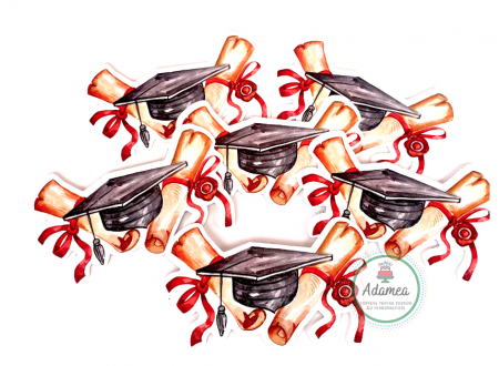 Final de an scolar - Topper tort cu cartonas cu diplome si toca