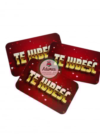 Sfantul Valentin - Dragobete - iubire - topper de tort cu element special din carton sub forma de placuta cu te iubesc