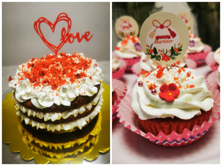 Decor de tort cu ornament din carton cu flori de martisor [3]