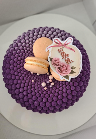 Topper e tort cu decor necomestibil cu placuta  La multi ani trandafir roz [2]