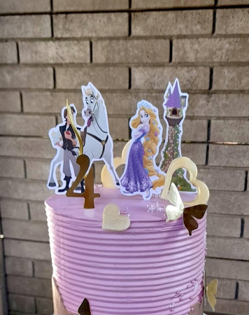 Topper de tort  personalizat cu element special din carton sub forma de  elemente Rapunzel [1]