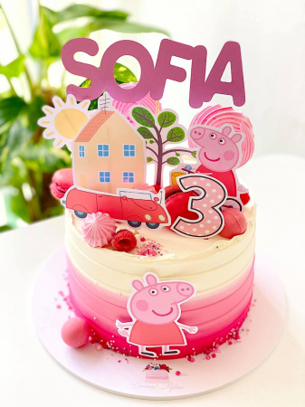 Personalizate - Suita de toppere de tort cu cartonase cu Peppa Pig