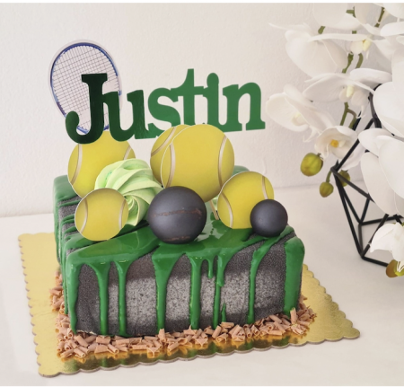 Topper tort din carton cu racheta si mingii de tenis [2]