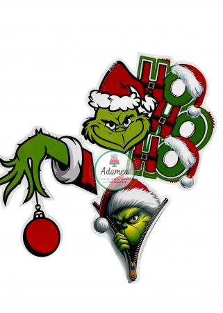 Crăciun - Topper de tort cu element special din carton sub forma de Grinch