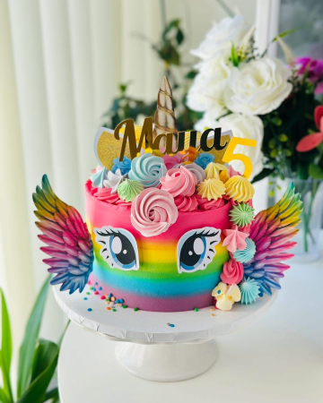 Topper de tort cu element special din carton sub forma de unicorn cu corn, ochi si aripi [8]