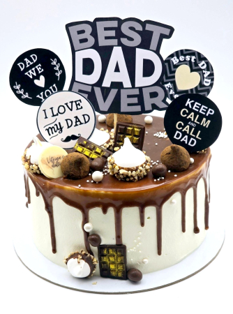 Pentru domni, tatici si cavaleri - Suita toppere de tort personalizat cu elemente de carton pentru Best dad ever