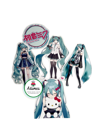 NOUTĂȚI - Topper de tort  personalizat cu element special din carton sub forma de personajul si logo Miku