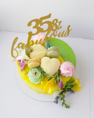 Mesaje - Topper Tort Personalizat „Vârstă & Fabulous” Aurit