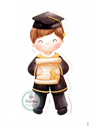 Topper tort din carton cu elev baiat cu diploma si toca [0]