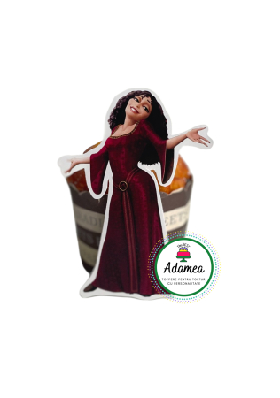 Rapunzel - Topper de tort din carton cu mama vitregra a printesei Rapunzel