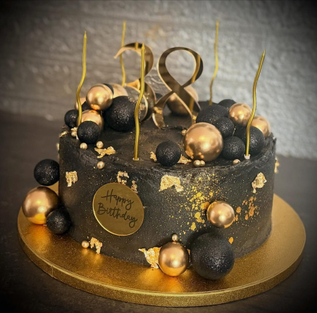 Topper de tort  personalizat cu element special din plexiglas sau acril oglinda auriu sub forma de banuț cu Happy Birthday [1]
