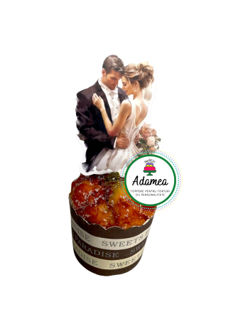 Nunta - Topper de tort personalizat de nunta cu miri delicati care danseaza
