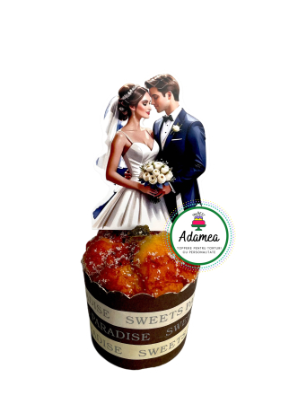 Nunta - Topper tort de nunta sau logodna personalizat cu element din carton cu doi miri superbi
