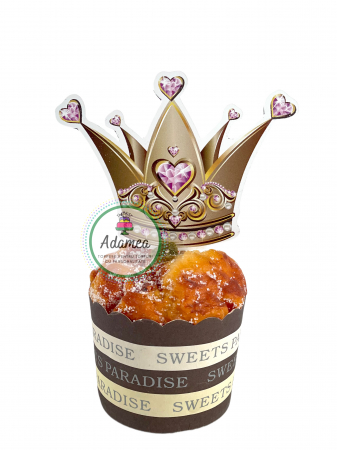 Topper de tort cu element special din carton sub forma de coronita cu pietre roz [1]