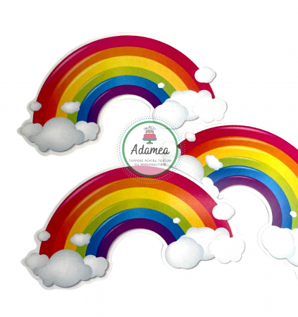Toppere tort - Topper de tort  personalizat cu element special din carton sub forma de  curcubeu cu nori pufosi