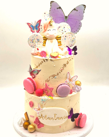 NOUTĂȚI - topper de tort cu element special din carton sub forma de fluture mare mov