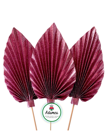 Topper de tort  personalizat cu element special din carton sub forma de  evantai festiv sau frunza de palmier slipitoare roz [1]