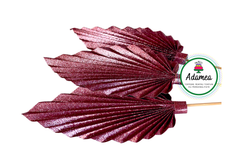 Evantaie - Frunze de palmier - Topper de tort  personalizat cu element special din carton sub forma de  evantai festiv sau frunza de palmier slipitoare roz