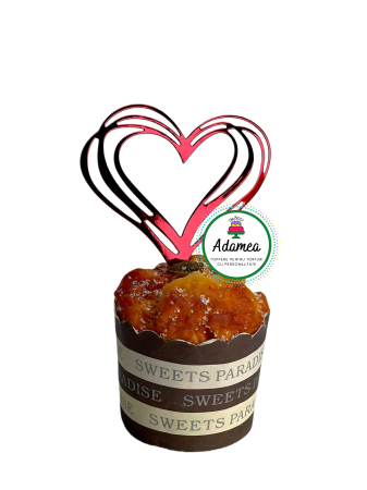 NOUTĂȚI - Topper de tort cu element special din carton sub forma de inima stilizata rosu oglinda