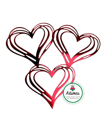 Topper de tort cu element special din carton sub forma de inima stilizata rosu oglinda [1]