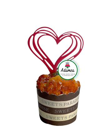 NOUTĂȚI - Topper de tort cu element special din carton sub forma de inima stilizata rosu sidef