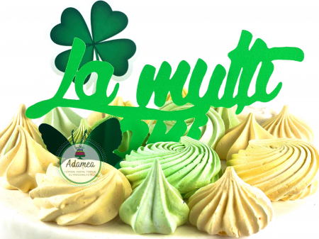 Personalizate - Topper de tort cu element special din carton sub forma de mesaj cu la multi ani verde neon