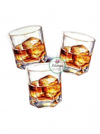 Pentru domni, tatici si cavaleri - Topper de tort cu element special din carton sub forma de pahar de Whisky