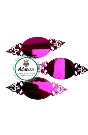 Topper de tort  personalizat cu element special din carton  personalizabil premium de inalta calitate sub forma  de placheta dantelabila personalizabila roz oglinda [1]