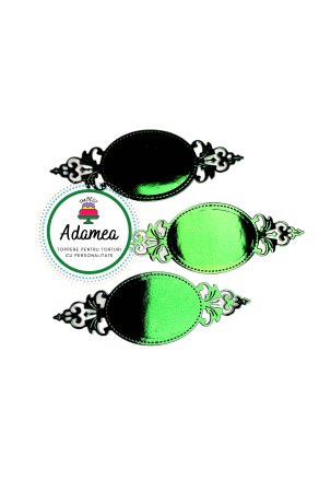 Topper de tort  personalizat cu element special din carton  personalizabil premium de inalta calitate sub forma  de placheta dantelabila personalizabila verde oglinda [1]