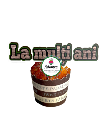 Generale - Topper de tort  personalizat cu element special din carton  premium de inalta calitate sub forma  de placuta cu La multi ani tip lemn cu bordura verde