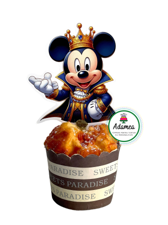 Topper de tort  personalizat cu element special din carton  premium de inalta calitate sub forma de Mickey  rege