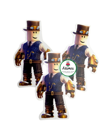 Topper de tort  personalizat cu element special din carton  premium de inalta calitate sub forma de personaj de joc din roblox cu erou