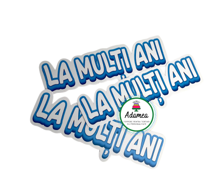 Topper de tort personalizat cu placuta cartonata cu la multi ani alb - albastru - bleu [1]