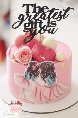 Topper de tort frontal mama fiica